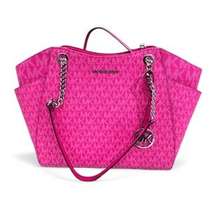 Pink Micheal Kors Signature Logo Shoulder Bag.